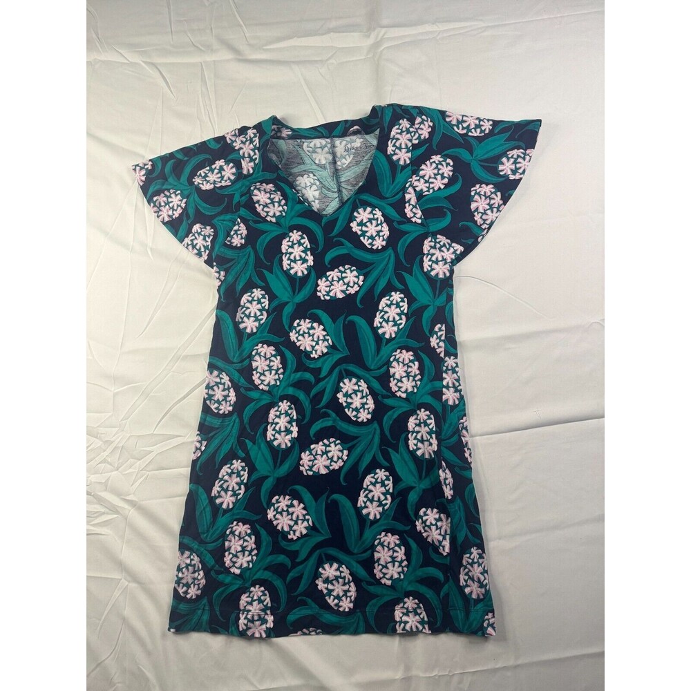 Draper James Dress Womens Size XS A-Line Floral Green V Neck Knee Length